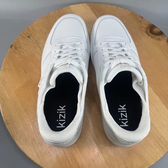 Kizik Oslo Sneakers Men's Size 12 Optic White Leather Mesh Hands Free Shoes NEW - Picture 5 of 8